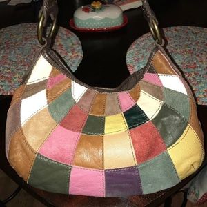 Lucky brand patchwork leather hobo shoulder bag.